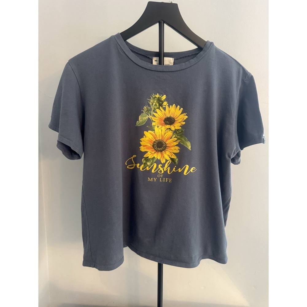 French Pastry Womens‎ Large Sunflower Graphic T Shirt Sunshine Of My Life Blue